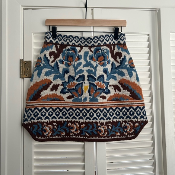 NWT Farm Rio X Nuuly Toucan Scarf Knit Skirt Size Medium Mini Wool Blend - Picture 5 of 6